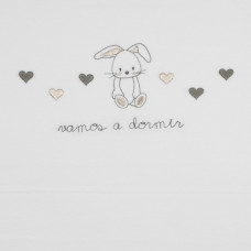 Sábana Trip.Capazo Bordada Conejito Plata Sonpetit